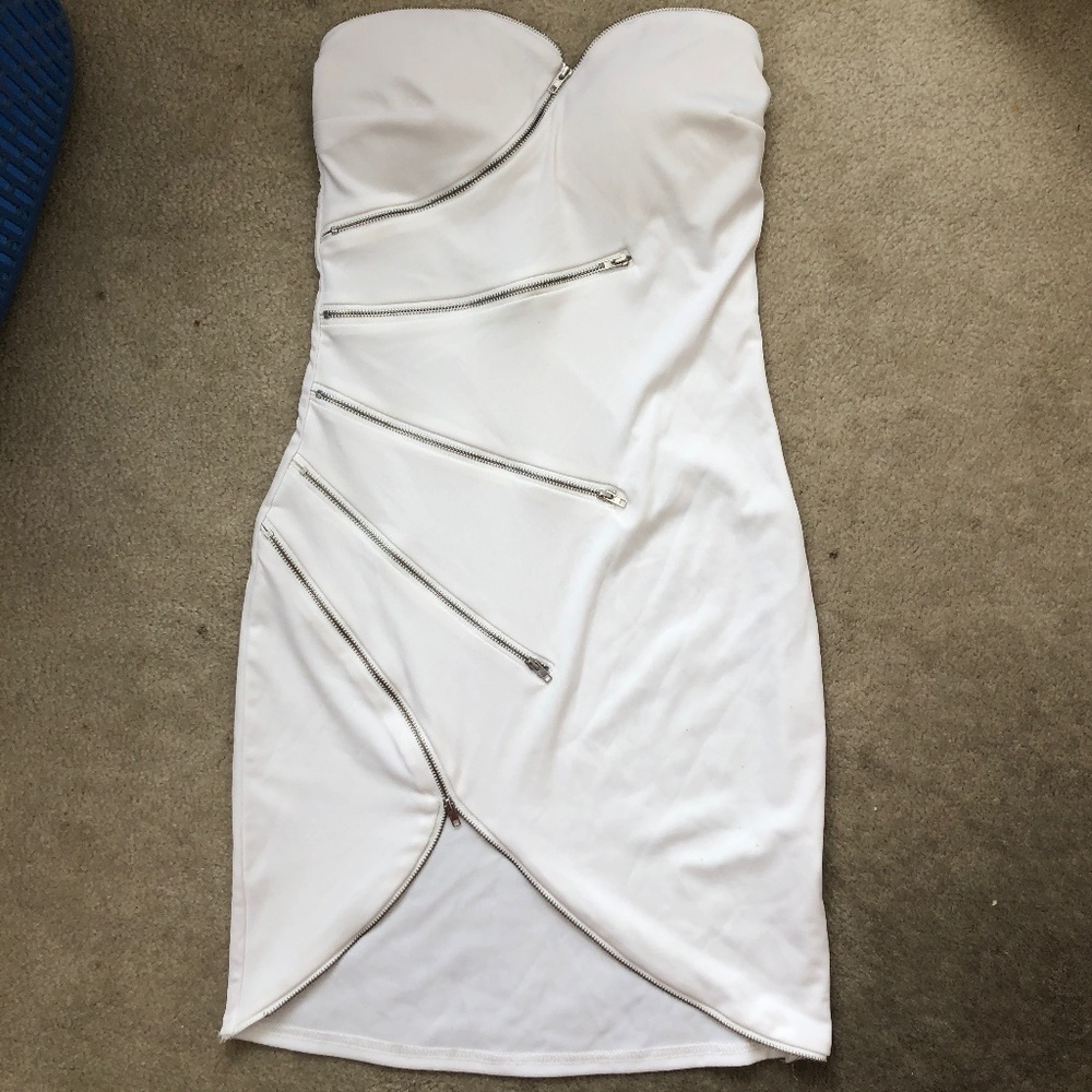 White Mini Dress with Fun Zippers